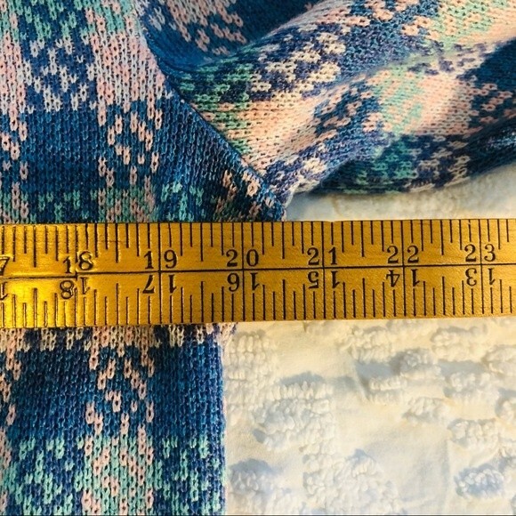 Vintage Castlebrook pastel plaid cardigan sweater, pink, blue, aqua,sz 10 petite - Picture 7 of 9